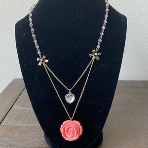 Betsey Johnson Pink Rose Layered Necklace
